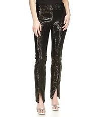 Michael Kors Sequin Split Hem Pull-On Flare Leg Pants
