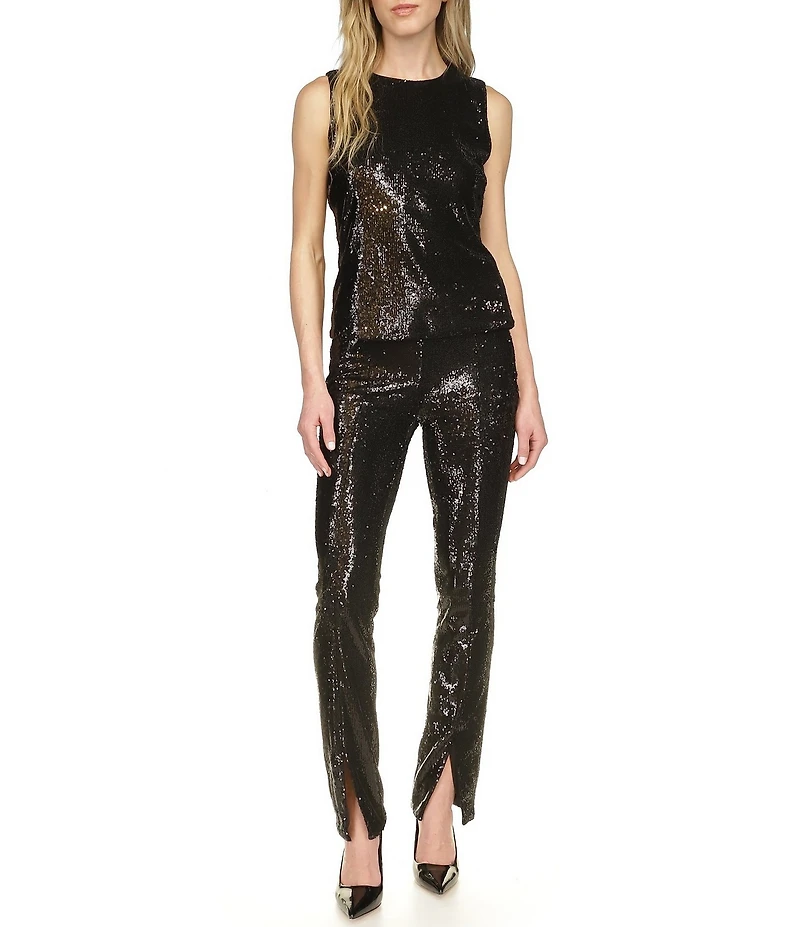 Michael Kors Sequin Split Hem Pull-On Flare Leg Pants