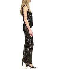 Michael Kors Sequin Split Hem Pull-On Flare Leg Pants