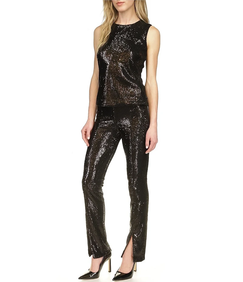 Michael Kors Sequin Split Hem Pull-On Flare Leg Pants