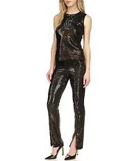 Michael Kors Sequin Split Hem Pull-On Flare Leg Pants