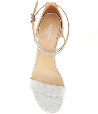 Michael Kors Serena Sparkle Ankle Wrap Block Heel Dress Sandals