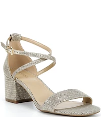 Michael Kors Serena Sparkle Ankle Wrap Block Heel Dress Sandals
