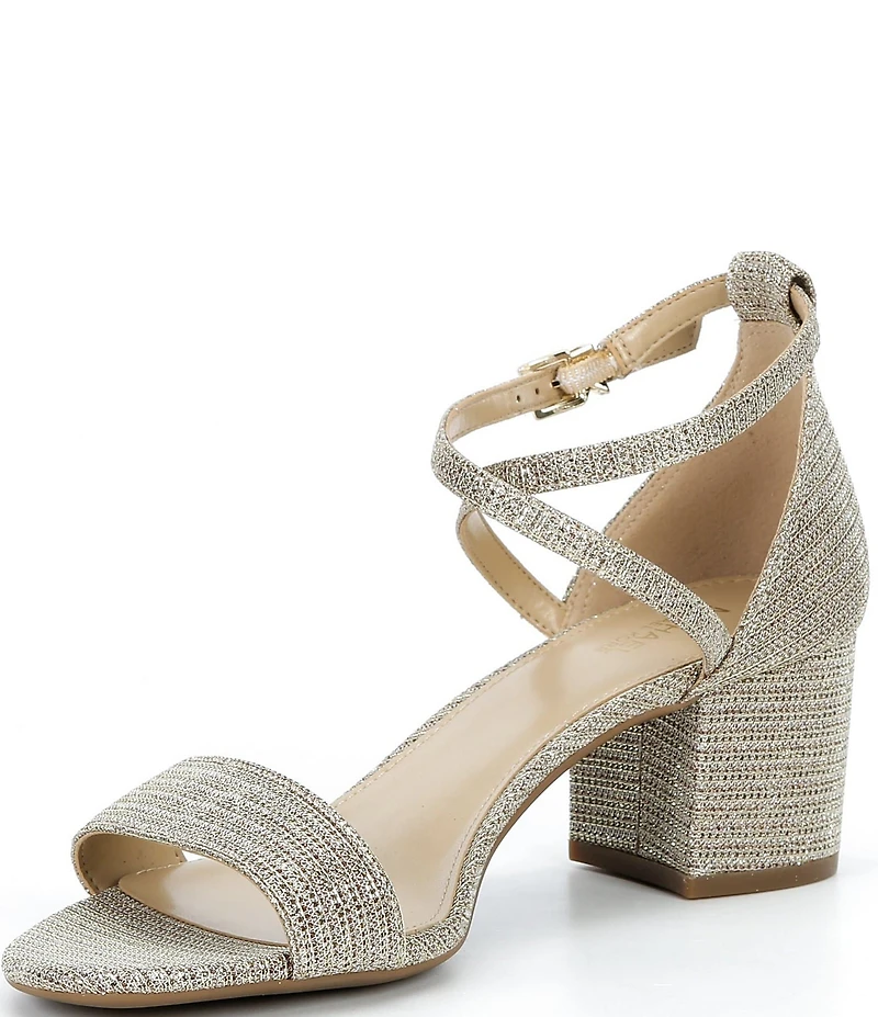 Michael Kors Serena Sparkle Ankle Wrap Block Heel Dress Sandals
