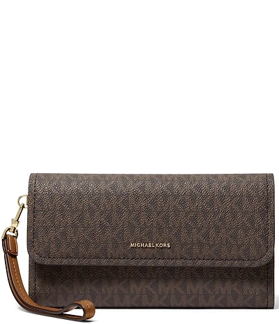 Michael Kors Signature Jet Set Medium Flap Double Zip Wristlet