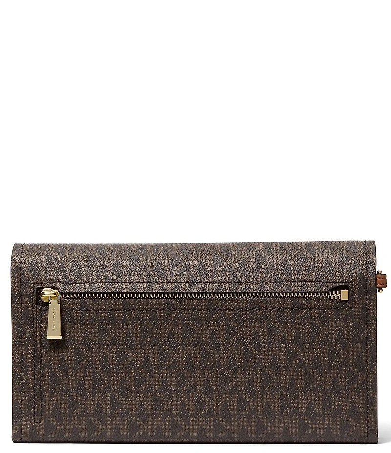 Michael Kors Signature Jet Set Medium Flap Double Zip Wristlet