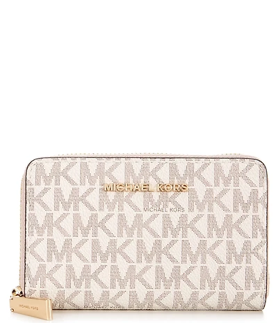Michael Kors Signature Logo Jet Set Small Zip Around Card Case