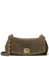 Michael Kors Suede Small Bryant Turnlock Convertible Chain Shoulder Bag