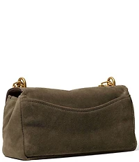 Michael Kors Suede Small Bryant Turnlock Convertible Chain Shoulder Bag