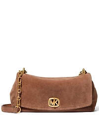 Michael Kors Suede Small Bryant Turnlock Convertible Chain Shoulder Bag