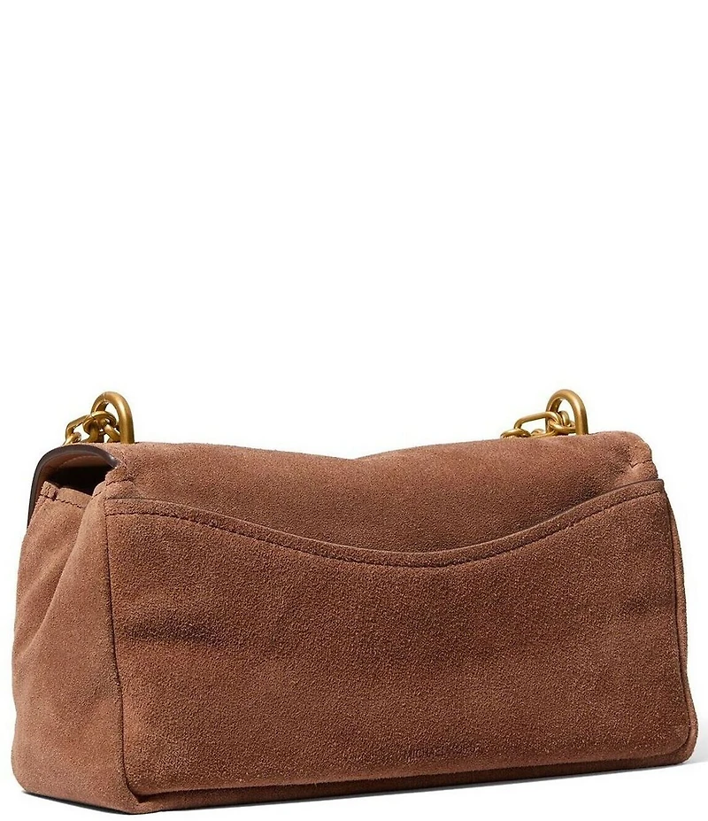 Michael Kors Suede Small Bryant Turnlock Convertible Chain Shoulder Bag
