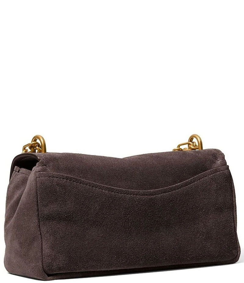 Michael Kors Suede Small Bryant Turnlock Convertible Chain Shoulder Bag