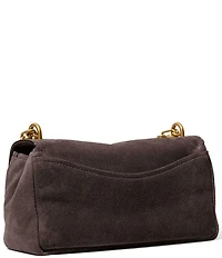 Michael Kors Suede Small Bryant Turnlock Convertible Chain Shoulder Bag