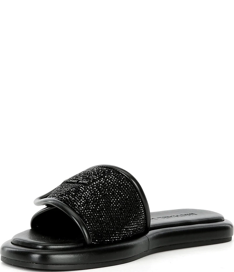 Michael Kors Suki Suede Crystal Embellished Slide Sandals