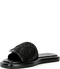 Michael Kors Suki Suede Crystal Embellished Slide Sandals