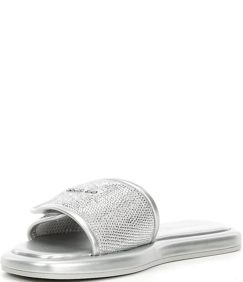 Michael Kors Suki Suede Crystal Embellished Slide Sandals