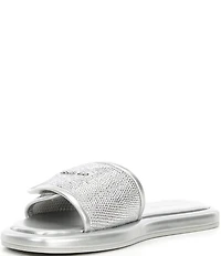 Michael Kors Suki Suede Crystal Embellished Slide Sandals