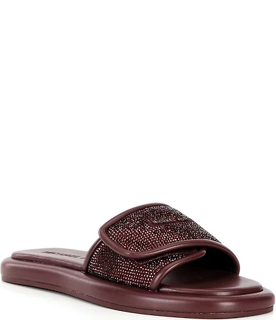 Michael Kors Suki Suede Crystal Embellished Slide Sandals