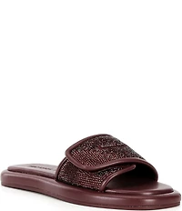 Michael Kors Suki Suede Crystal Embellished Slide Sandals