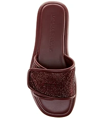 Michael Kors Suki Suede Crystal Embellished Slide Sandals