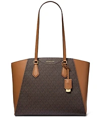 Michael Kors Taryn Large Signature Logo and Leather Tote Bag