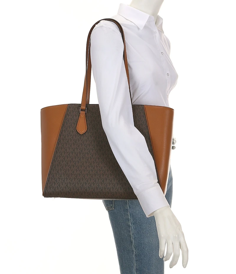 Michael Kors Taryn Large Signature Logo and Leather Tote Bag