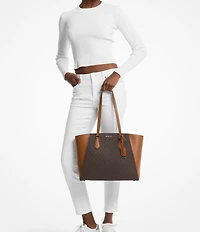 Michael Kors Taryn Large Signature Logo and Leather Tote Bag