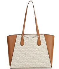 Michael Kors Taryn Large Signature Logo and Leather Tote Bag