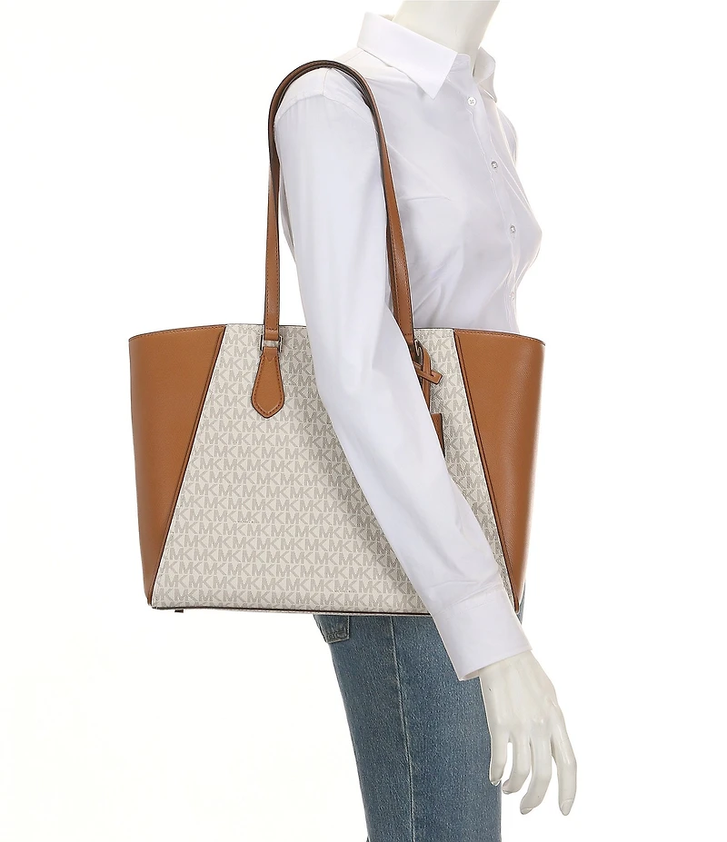 Michael Kors Taryn Large Signature Logo and Leather Tote Bag