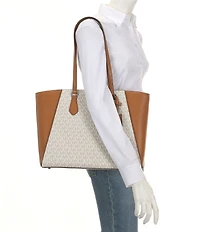 Michael Kors Taryn Large Signature Logo and Leather Tote Bag