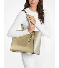 Michael Kors Taryn Metallic Large Multi-Function Tote Bag