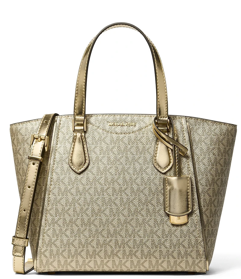 Michael Kors Taryn Metallic Signature Logo Small Satchel Bag