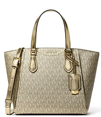 Michael Kors Taryn Metallic Signature Logo Small Satchel Bag