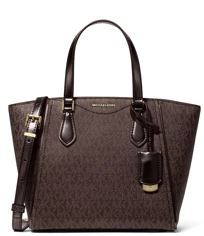 Michael Kors Taryn Metallic Signature Logo Small Satchel Bag