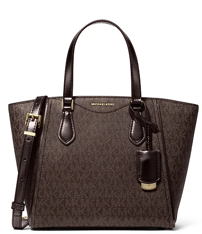 Michael Kors Taryn Metallic Signature Logo Small Satchel Bag