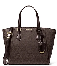 Michael Kors Taryn Metallic Signature Logo Small Satchel Bag