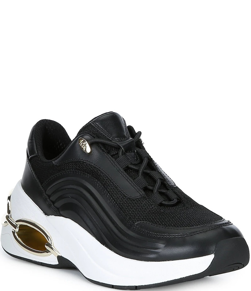 Michael Kors Toni Leather and Mesh Slip On Open Chain Wedge Sneakers