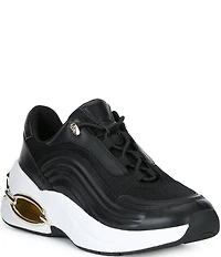 Michael Kors Toni Leather and Mesh Slip On Open Chain Wedge Sneakers