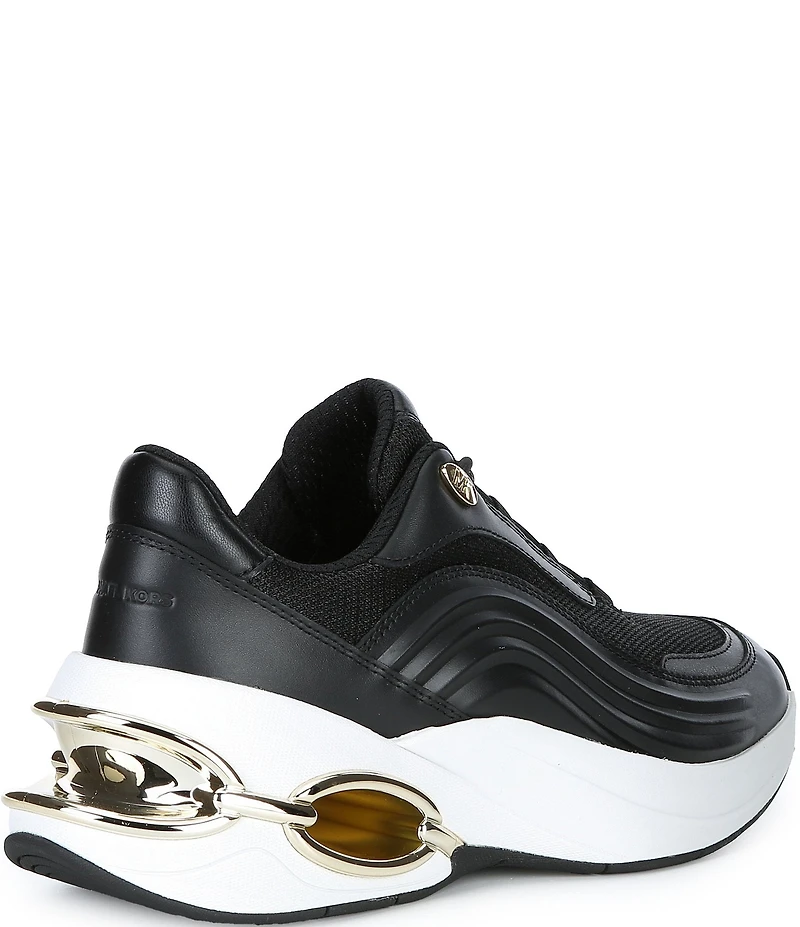 Michael Kors Toni Leather and Mesh Slip On Open Chain Wedge Sneakers