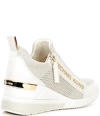 Michael Kors Willis Metallic Knit Signature Logo Wedge Trainer Sneakers