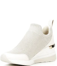 Michael Kors Willis Metallic Knit Signature Logo Wedge Trainer Sneakers