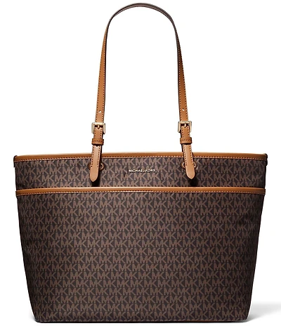 Michael Kors Winston Nylon Signature Logo Large Multifunction Pocket Contrast Trim Tote Bag