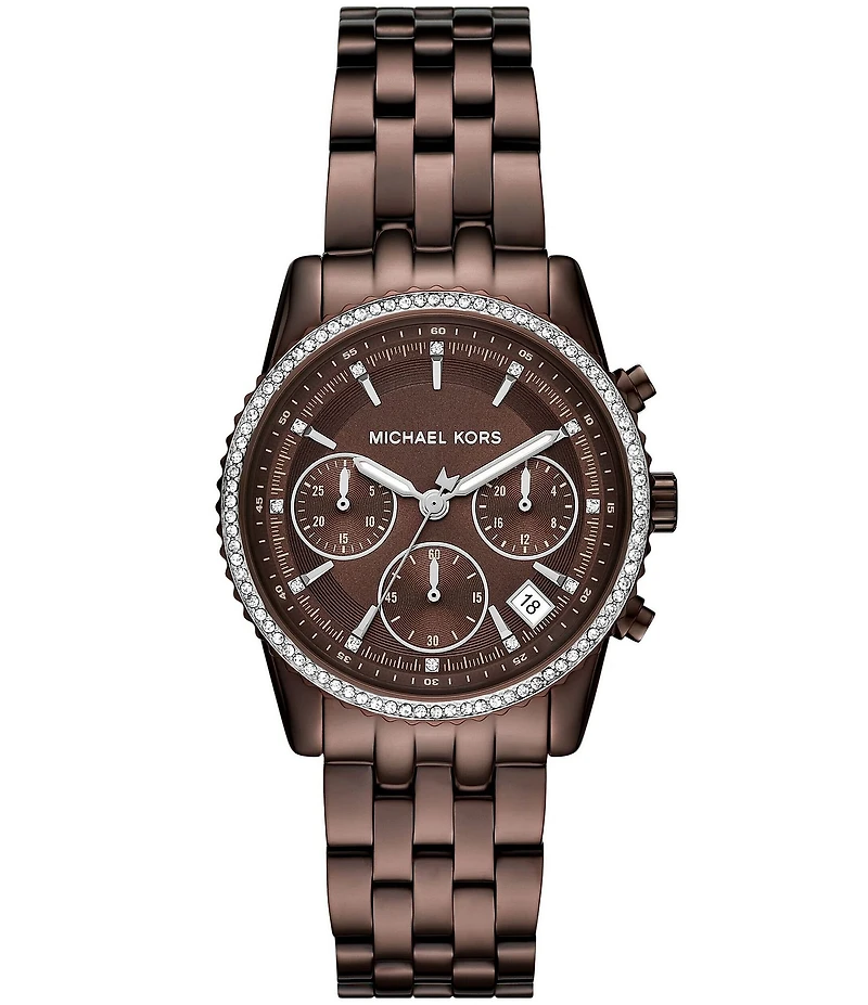 Michael Kors Women's Bryant Quartz Chronograph Brown Tone Stainless Steel Bracelet Watch