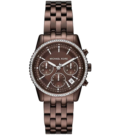 Michael Kors Women's Bryant Quartz Chronograph Brown Tone Stainless Steel Bracelet Watch
