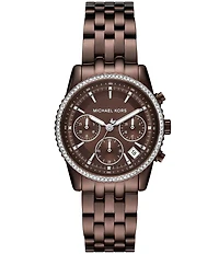 Michael Kors Women's Bryant Quartz Chronograph Brown Tone Stainless Steel Bracelet Watch