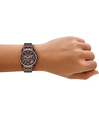 Michael Kors Women's Bryant Quartz Chronograph Brown Tone Stainless Steel Bracelet Watch
