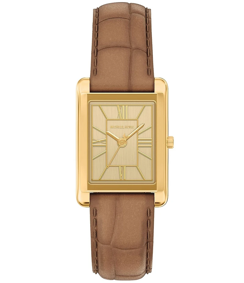 Michael Kors Women's Essex Quartz Three Hand Brown Leather Strap Watch