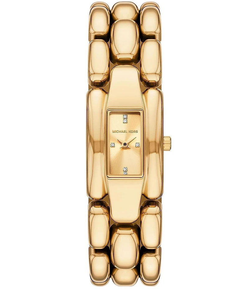 Michael Kors Women's Hally Quartz Two-Hand Gold-Tone Stainless Steel Bracelet Watch