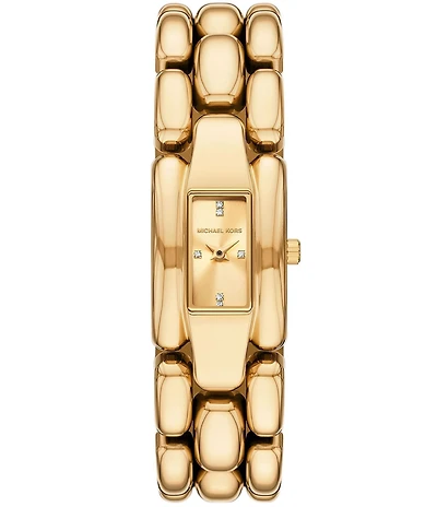Michael Kors Women's Hally Quartz Two-Hand Gold-Tone Stainless Steel Bracelet Watch