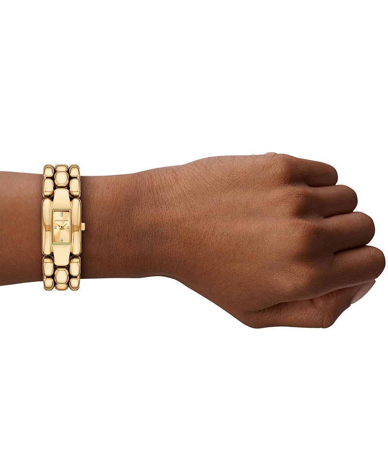 Michael Kors Women's Hally Quartz Two-Hand Gold-Tone Stainless Steel Bracelet Watch